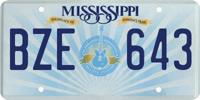 MS license plate BZE643