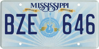 MS license plate BZE646