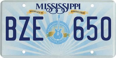 MS license plate BZE650