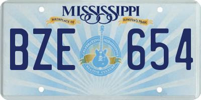 MS license plate BZE654