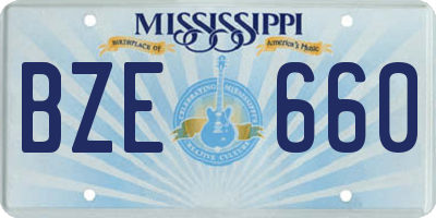 MS license plate BZE660