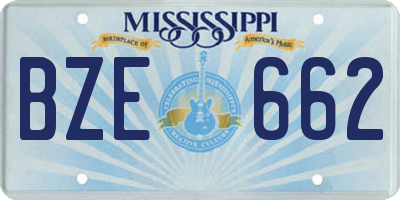 MS license plate BZE662