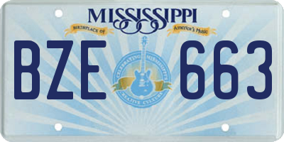 MS license plate BZE663