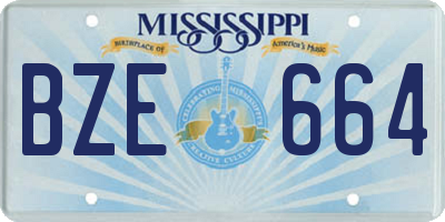 MS license plate BZE664