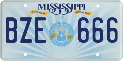 MS license plate BZE666