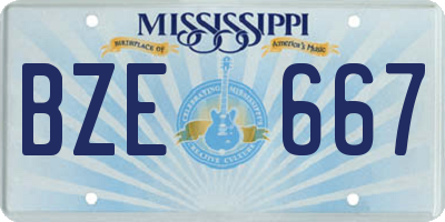 MS license plate BZE667