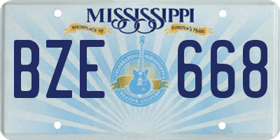 MS license plate BZE668