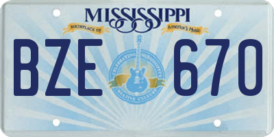 MS license plate BZE670