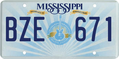 MS license plate BZE671