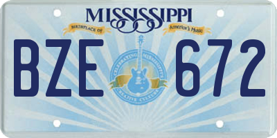 MS license plate BZE672