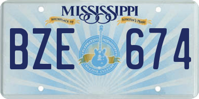 MS license plate BZE674