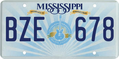 MS license plate BZE678
