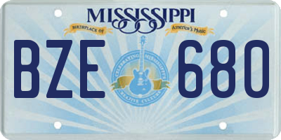 MS license plate BZE680