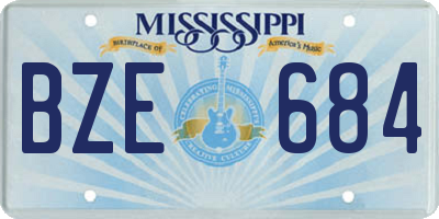 MS license plate BZE684