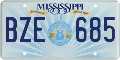 MS license plate BZE685