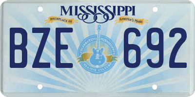 MS license plate BZE692
