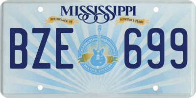 MS license plate BZE699
