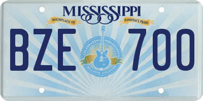MS license plate BZE700