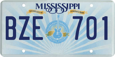 MS license plate BZE701