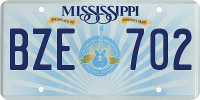 MS license plate BZE702