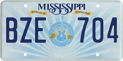 MS license plate BZE704