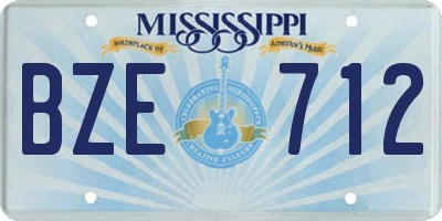 MS license plate BZE712
