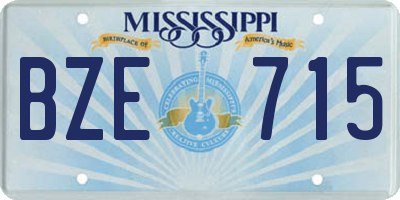 MS license plate BZE715