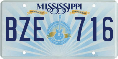 MS license plate BZE716