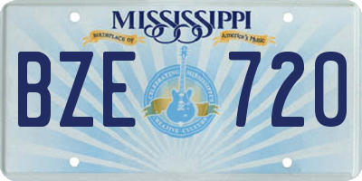 MS license plate BZE720