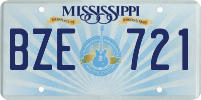 MS license plate BZE721