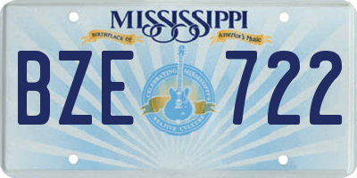 MS license plate BZE722