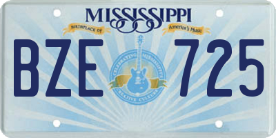 MS license plate BZE725