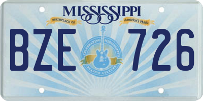 MS license plate BZE726