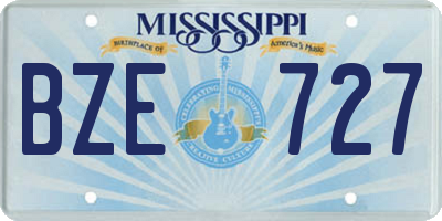 MS license plate BZE727