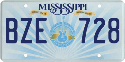 MS license plate BZE728