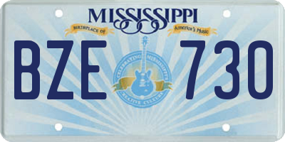 MS license plate BZE730