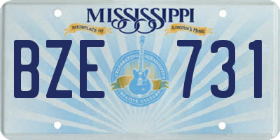 MS license plate BZE731