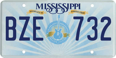 MS license plate BZE732