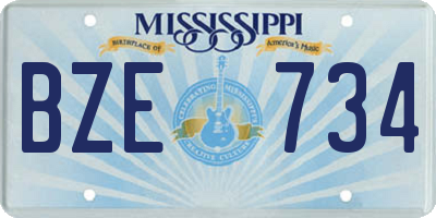 MS license plate BZE734