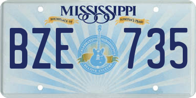 MS license plate BZE735