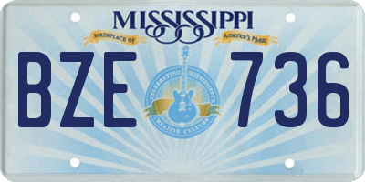 MS license plate BZE736