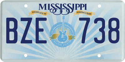MS license plate BZE738