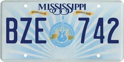 MS license plate BZE742