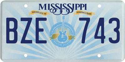 MS license plate BZE743