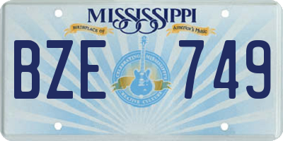 MS license plate BZE749