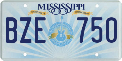 MS license plate BZE750