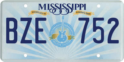 MS license plate BZE752
