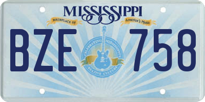 MS license plate BZE758