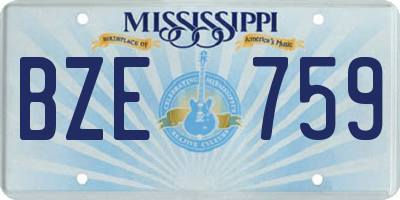 MS license plate BZE759