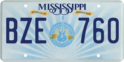 MS license plate BZE760